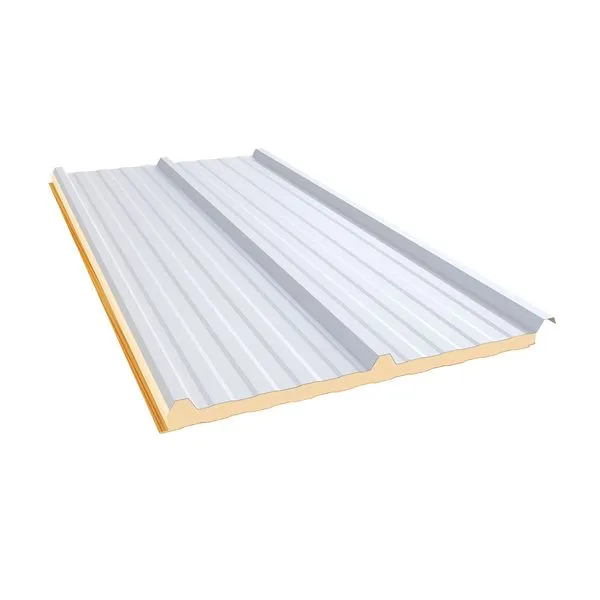 Isotelha Trapezoidal Térmica Sanduíche Branco Neve com Forro Amadeirado – núcleo em PIR 30 mm - 0,38MM X 0,50MM